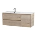 Тумба с раковиной подвесная с двумя ящиками и одной дверцей BelBagno KRAFT 120 Rovere Galifax Bianco левая, раковина белая KRAFT-1200-2C-1A-SO-RGB-L;BB1200ETL-L