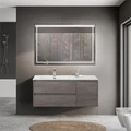 Тумба с раковиной подвесная с двумя ящиками и одной дверцей BelBagno KRAFT 120 Cemento Grigio левая, раковина белая KRAFT-1200-2C-1A-SO-CG-L;BB1200ETL-L