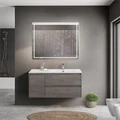 Тумба с раковиной подвесная с двумя ящиками и одной дверцей BelBagno KRAFT 100 Cemento Grigio правая, раковина белая KRAFT-1000-2C-1A-SO-CG-R;BB1000ETL-R