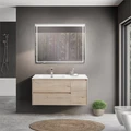 Тумба с раковиной подвесная с двумя ящиками и одной дверцей BelBagno KRAFT 100 Rovere Galifax Bianco левая, раковина белая KRAFT-1000-2C-1A-SO-RGB-L;BB1000ETL-L