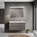 Тумба с раковиной подвесная с двумя ящиками и одной дверцей BelBagno KRAFT 100 Cemento Grigio левая, раковина белая KRAFT-1000-2C-1A-SO-CG-L;BB1000ETL-L