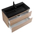 Тумба с раковиной подвесная BelBagno MARINO 80 Rovere Bianco, раковина чёрная MARINO-800-2C-SO-WO-P;BB800/450-LV-ART-AST-NERO
