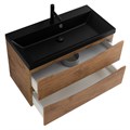 Тумба с раковиной подвесная BelBagno MARINO 80 Rovere Nature, раковина чёрная MARINO-800-2C-SO-RN-P;BB800/450-LV-ART-AST-NERO