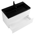 Тумба с раковиной подвесная BelBagno MARINO 80 Bianco Lucido, раковина чёрная MARINO-800-2C-SO-BL-P;BB800/450-LV-ART-AST-NERO