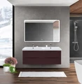 Тумба с раковиной на две чаши четырьмя ящиками подвесная BelBagno MARINO-CER 120 Bordo Lucido, раковина белая MARINO-CER-1200-4C-SO-2-BRDL-P;BB-0325-120-2-LVB