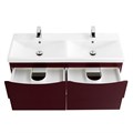 Тумба с раковиной на две чаши четырьмя ящиками подвесная BelBagno MARINO-CER 120 Bordo Lucido, раковина белая MARINO-CER-1200-4C-SO-2-BRDL-P;BB-0325-120-2-LVB