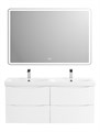 Тумба с раковиной на две чаши четырьмя ящиками подвесная BelBagno MARINO-CER 120 Bianco Lucido , раковина белая MARINO-CER-1200-4C-SO-2-BL-P;BB-0325-120-2-LVB