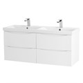 Тумба с раковиной на две чаши четырьмя ящиками подвесная BelBagno MARINO-CER 120 Bianco Lucido , раковина белая MARINO-CER-1200-4C-SO-2-BL-P;BB-0325-120-2-LVB