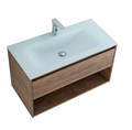 Тумба cо стеклянной раковиной подвесная с одним ящиком и одной открытой полкой BelBagno KRAFT 90 Rovere Tabacco, раковина белая KRAFT-900-1C-SO-RT
