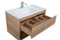 Тумба cо стеклянной раковиной подвесная с одним ящиком и одной открытой полкой BelBagno KRAFT 90 Rovere Nebrasca Nature, раковина белая KRAFT-900-1C-SO-RNN