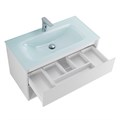 Тумба cо стеклянной раковиной подвесная с одним ящиком и одной открытой полкой BelBagno KRAFT 90 Bianco Opaco, раковина белая KRAFT-900-1C-SO-BO