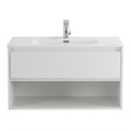 Тумба c раковиной подвесная с одним ящиком и одной открытой полкой BelBagno KRAFT 80 Bianco Opaco, раковина белая KRAFT-800-1C-SO-BO;BB800ETL