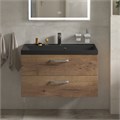 Тумба с раковиной подвесная BelBagno AURORA 90 Rovere Tabacco, раковина чёрная AURORA-900-2C-SO-RT;BB900/450-LV-ART-AST-NERO