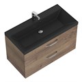 Тумба с раковиной подвесная BelBagno AURORA 90 Rovere Tabacco, раковина чёрная AURORA-900-2C-SO-RT;BB900/450-LV-ART-AST-NERO