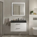 Тумба с раковиной подвесная BelBagno AURORA 90 Bianco Lucido, раковина чёрная AURORA-900-2C-SO-BL;BB900/450-LV-ART-AST-NERO
