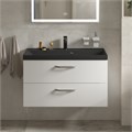 Тумба с раковиной подвесная BelBagno AURORA 90 Bianco Lucido, раковина чёрная AURORA-900-2C-SO-BL;BB900/450-LV-ART-AST-NERO