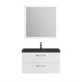 Тумба с раковиной подвесная BelBagno AURORA 90 Bianco Lucido, раковина чёрная AURORA-900-2C-SO-BL;BB900/450-LV-ART-AST-NERO