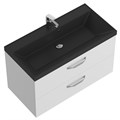 Тумба с раковиной подвесная BelBagno AURORA 90 Bianco Lucido, раковина чёрная AURORA-900-2C-SO-BL;BB900/450-LV-ART-AST-NERO