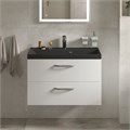 Тумба с раковиной подвесная BelBagno AURORA 80 Bianco Lucido, раковина чёрная AURORA-800-2C-SO-BL;BB800/450-LV-ART-AST-NERO