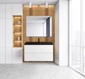 Тумба с раковиной подвесная BelBagno VITTORIA 90 Bianco Lucido-P, раковина чёрная VITTORIA-900-2C-SO-BL-P;BB900/450-LV-ART-AST-NERO