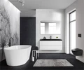 Тумба с раковиной подвесная BelBagno ALBANO 120 Bianco Lucido, раковина чёрная ALBANO-1200-2C-SO-BL;BB1200/455-LV-ART-ALR-NERO
