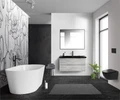 Тумба с раковиной подвесная BelBagno ALBANO 100 Rovere Vintage Bianco, раковина чёрная ALBANO-1000-2C-SO-RVB;BB1000/455-LV-ART-ALR-NERO