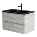Тумба с раковиной подвесная BelBagno ALBANO 100 Rovere Vintage Bianco, раковина чёрная ALBANO-1000-2C-SO-RVB;BB1000/455-LV-ART-ALR-NERO