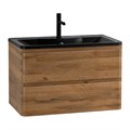 Тумба с раковиной подвесная BelBagno ALBANO 100 Rovere Rustico, раковина чёрная ALBANO-1000-2C-SO-RR;BB1000/455-LV-ART-ALR-NERO