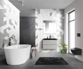 Тумба с раковиной подвесная BelBagno ALBANO 80 Rovere Vintage Bianco, раковина чёрная ALBANO-800-2C-SO-RVB;BB800/455-LV-ART-ALR-NERO