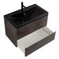 Тумба с раковиной подвесная BelBagno ALBANO 80 Rovere Nature Grigio, раковина чёрная ALBANO-800-2C-SO-RNG;BB800/455-LV-ART-ALR-NERO