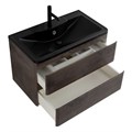 Тумба с раковиной подвесная BelBagno ALBANO 80 Rovere Nature Grigio, раковина чёрная ALBANO-800-2C-SO-RNG;BB800/455-LV-ART-ALR-NERO