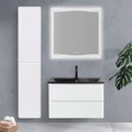 Тумба с раковиной подвесная BelBagno ALBANO 80 Bianco Lucido, раковина чёрная ALBANO-800-2C-SO-BL;BB800/455-LV-ART-ALR-NERO