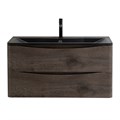 Тумба с раковиной подвесная BelBagno ACQUA 80 Rovere Nature Grigio, раковина чёрная ACQUA-800-2C-SO-RNG;BB800/455-LV-ART-ALR-NERO