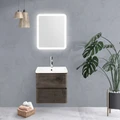 Тумба с раковиной подвесная BelBagno ALBANO-CER 60 Rovere Nature Grigio, раковина белая ALBANO-CER-600-2C-SO-RNG;12060-KL