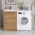 Тумба с раковиной напольная BelBagno KRAFT-LVD 120 Rovere Nebrasca Nature, раковина белая левая KRAFT-LVD-580/1200-2C-PIA-RNN;BB1200/480-LV-MR-L