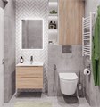 Тумба с раковиной подвесная BelBagno ETNA 60 Rovere Bianco, раковина белая ETNA-600-2C-SO-WO-P;BB600ETL