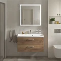 Тумба с раковиной подвесная BelBagno AURORA 90 Rovere Tabacco, раковина белая AURORA-900-2C-SO-RT;BB900/450-LV-MR-AST