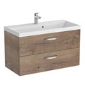 Тумба с раковиной подвесная BelBagno AURORA 90 Rovere Tabacco, раковина белая AURORA-900-2C-SO-RT;BB900/450-LV-MR-AST