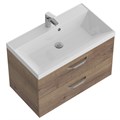 Тумба с раковиной подвесная BelBagno AURORA 80 Rovere Tabacco, раковина белая AURORA-800-2C-SO-RT;BB800/450-LV-MR-AST