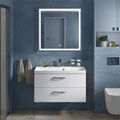 Тумба с раковиной подвесная BelBagno AURORA 90 Bianco Lucido, раковина белая AURORA-900-2C-SO-BL;BB900/450-LV-MR-AST