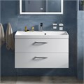 Тумба с раковиной подвесная BelBagno AURORA 90 Bianco Lucido, раковина белая AURORA-900-2C-SO-BL;BB900/450-LV-MR-AST