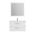 Тумба с раковиной подвесная BelBagno AURORA 90 Bianco Lucido, раковина белая AURORA-900-2C-SO-BL;BB900/450-LV-MR-AST