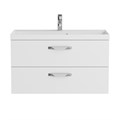 Тумба с раковиной подвесная BelBagno AURORA 90 Bianco Lucido, раковина белая AURORA-900-2C-SO-BL;BB900/450-LV-MR-AST