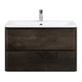 Тумба с раковиной подвесная BelBagno ALBANO 90 Rovere Nature Grigio, раковина белая ALBANO-900-2C-SO-RNG;BB900/455-LV-MR-ALR