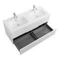 Тумба с раковиной подвесная с четырьмя ящиками CEZARES DUET-N 120 Bianco Lucido, раковина белая с двумя чашами CZR-8073-120-2 DUET-N-1200-4C-SO-2-BL;CZR-8073-120-2