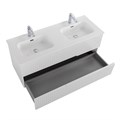 Тумба с раковиной подвесная CEZARES DUET-N 120 Bianco Lucido, раковина белая с двумя чашами CZR-8095-120-2 DUET-N-1200-2C-SO-2-BL;CZR-8095-120-2