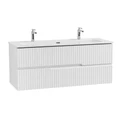 Тумба с раковиной подвесная CEZARES ДУЭТ (DUET)-N 120 Bianco Opaco, раковина белая CZR-8073-120-1-2 DUET-N-1200-2C-SO-BO;CZR-8073-120-1-2