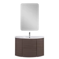 Тумба с раковиной подвесная CEZARES ЭДЕМ (EDEN) 91 Rovere scuro Soft, раковина белая 55070;50177
