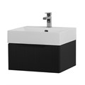 Тумба с раковиной подвесная и одним выдвижным ящиком CEZARES PREMIUM 50 Plisse Nero opaco, раковина белая 55412;50262