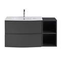 Тумба с керамической раковиной подвесная и открытым шкафчиком CEZARES ELETTRA 104 Grafite, раковина белая 55522;50132;55530